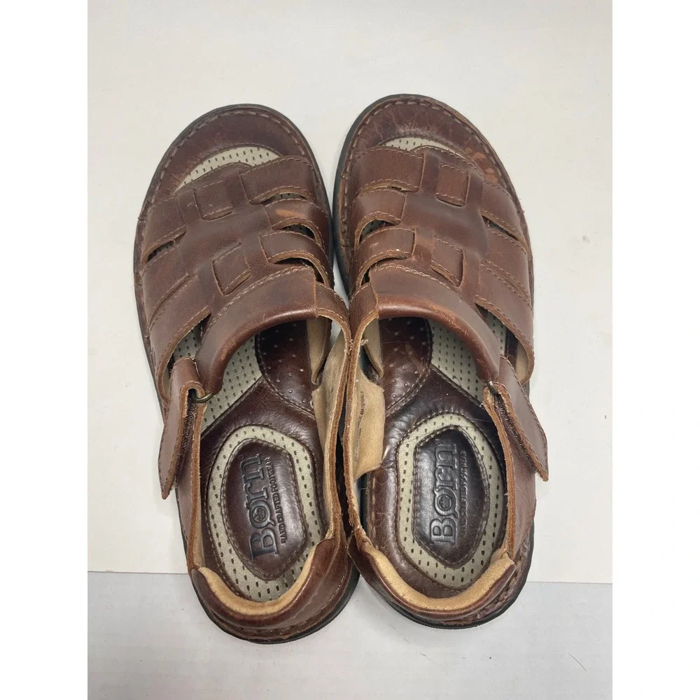 Born Men Sandals 11M Brown Leather Fisherman Slingback Granola Gorpcore Boho